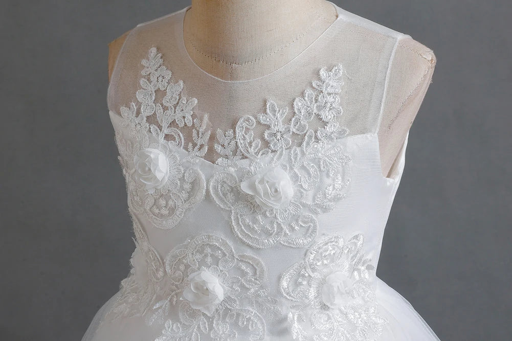 Herbst neue Kinder kleid Prinzessin Kleid Hochzeit Brautjungfer Hochzeits kleid flauschiges Kleid Spitze Trail bestickte Kinder kleidung.