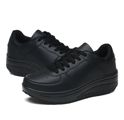 Women Sneakers 2022 New Breathable Vulcanize Shoes Waterproof Wedges Platform Woman Sneaker Leather Casual Shoes Zapatos Mujer.