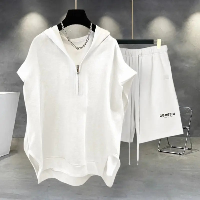 Korean Large Size Casual Sports Shorts Single Piece/suit Men Trend All-match Fashion Straight Leg Loose Half Pants Streetwear.