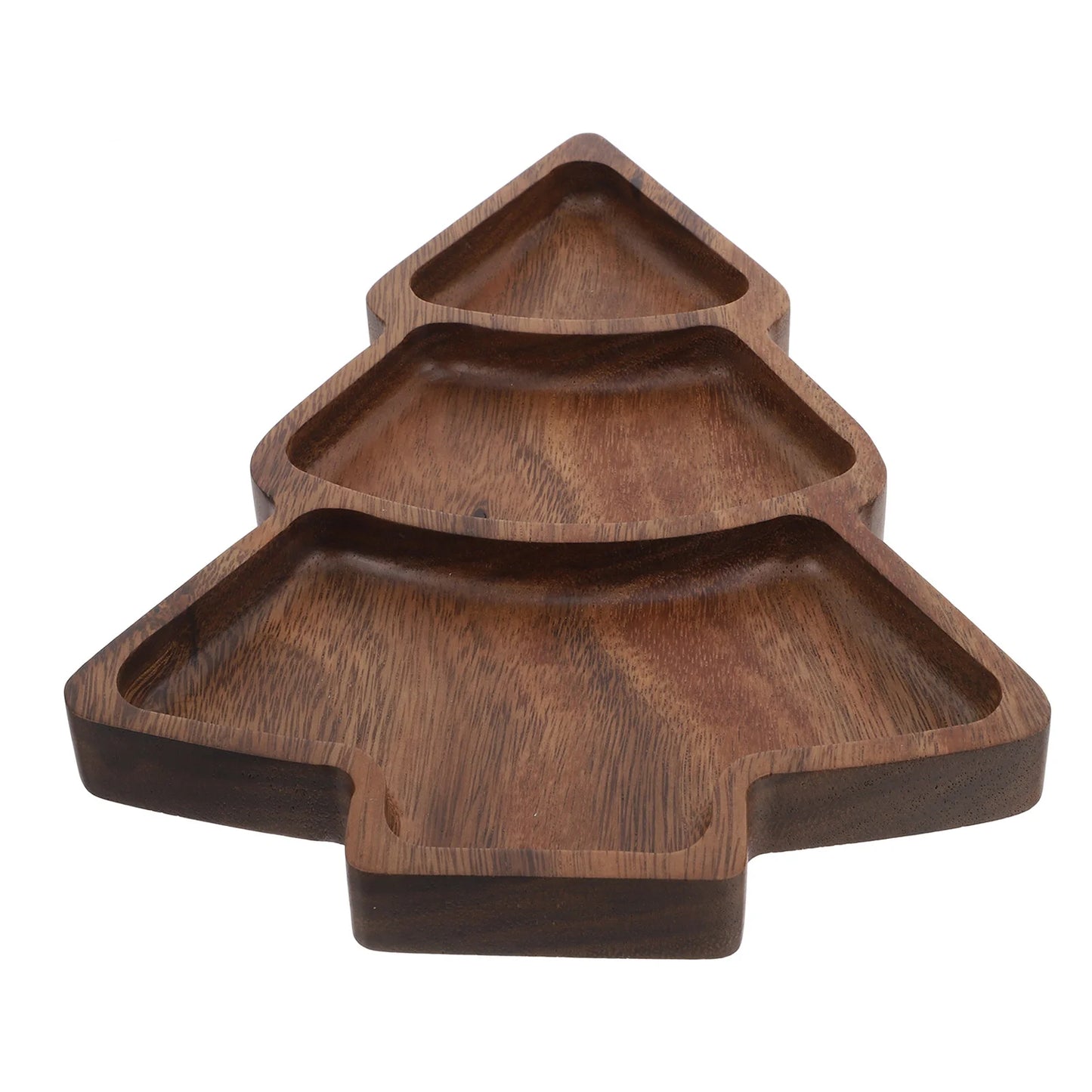 Wooden Compartmented Dinner Plate Christmas Tree Cheese Board Snack Tray Serving Platter Holiday Dry Fruit Display Home Kitchen.