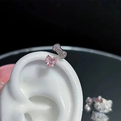 1pcs Quality Shiny Cross Zircon 316L Stainless Steel Ear Bone Nail Y2K Style Silver Color Earring for Women Cochlear Accessories.
