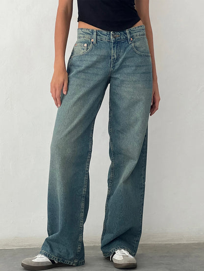 2024 neue Y2K Hohe Taille Baggy-Jeans Für Frauen Mode Lose Denim Breite Bein Hosen Casual Weibliche Kleidung XS-XL Drop verschiffen.