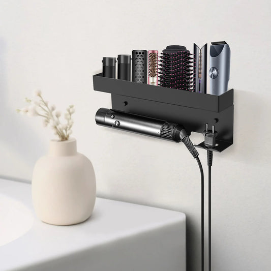 Haartrockner-Halter, Wandmontage, Aufbewahrungsregal, Dyson Airwrap-Halter mit speziellem Steckerschlitz, Haarpflege-Werkzeug, Badezimmer-Organizer