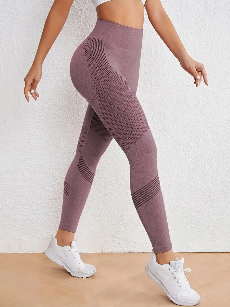 High Waisted Seamless Stretch Athletic Yoga Pants Leggings  Ultra Breathable Quick-Drying for Running Fitness Solid Colors.