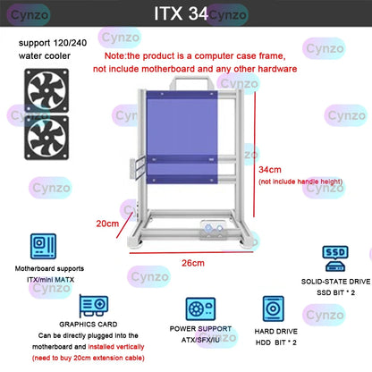 DIY  Gamer Cabinet ITX MATX ATX Open Computer Case Frame Aluminum Alloy Desktop Portable PC Rack DIY Personalized Chassis.