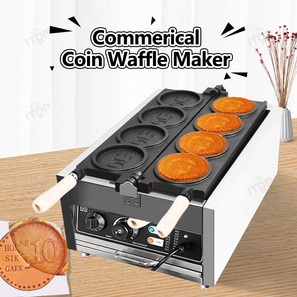 ITOP WG-1 Commerical Coin Waffle Maker Non Stick Pan Waffle Maker Snack Maker Bread Machine Round Waffle Maker Timer 110V 220V.