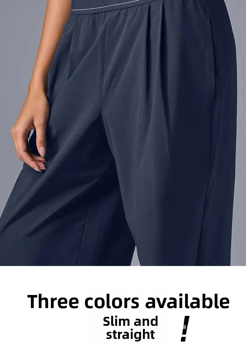 High Waist Yoga Pants Women's Sporty Lightweight Loose Straight Leg Quick Dry Comfortable Fit Casual Trousers.