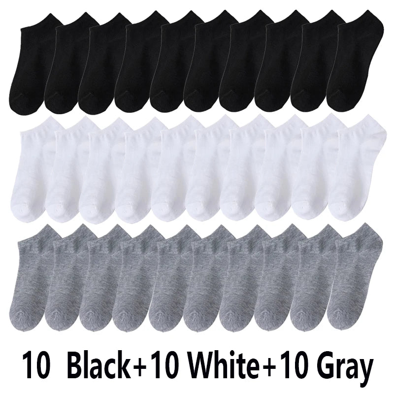 10/20/30Pairs Socks Men Women Boat Socks Thin Breathable Comfy Sweat-absorbing Ankle Socks Unisex Casual Plain Color Short Socks