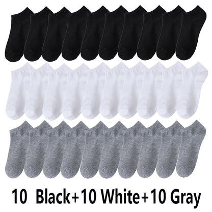 10/20/30Pairs Socks Men Women Boat Socks Thin Breathable Comfy Sweat-absorbing Ankle Socks Unisex Casual Plain Color Short Socks