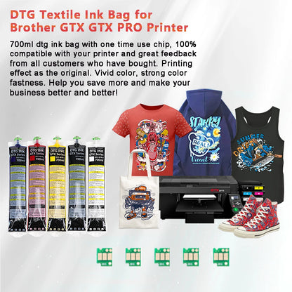 Winnerjet GTX ink bag 700ml High quality DTG Textile ink For Brother GTX-422 GTX-423 GTX-425 GTX-600 GTX PRO GTX Brother printer.