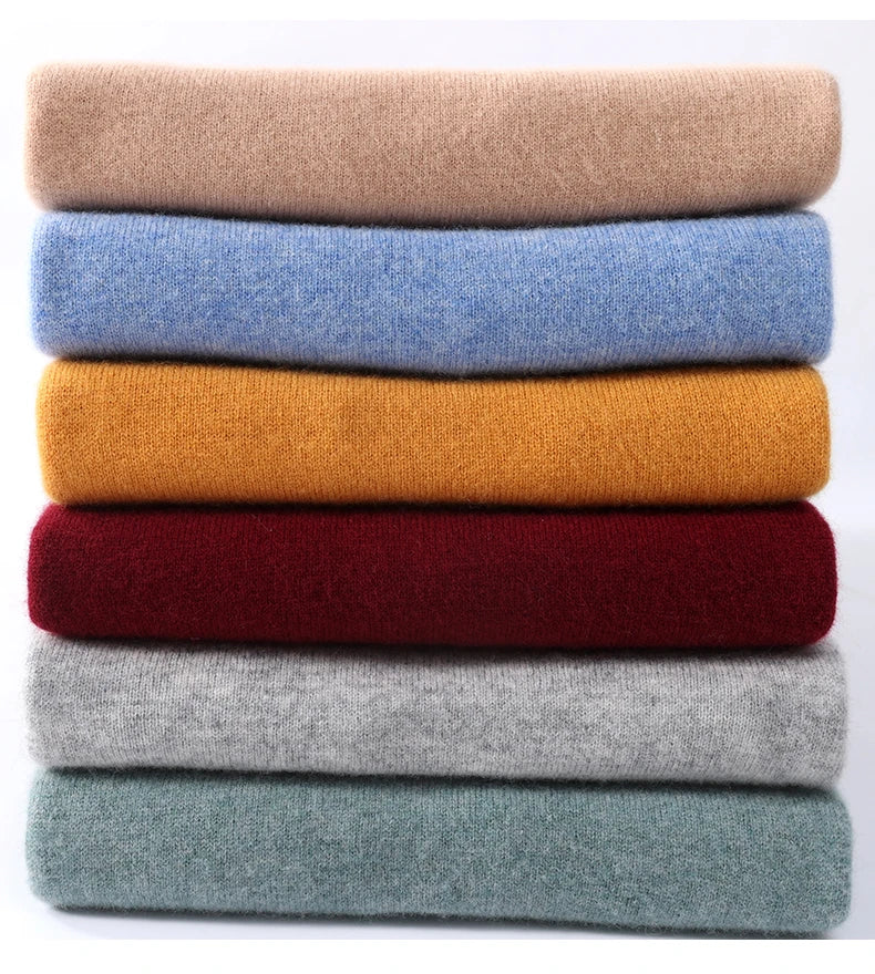 Men's Turtleneck 100% Pure Wool Sweater Men 2024 Autumn and Winter Large Size Loose Knitted Sweater Keep Warm Tops Men Jumper.