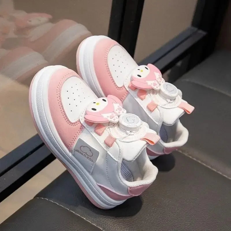 Children's Cute Melody Casual Board Shoes Girl's Cartoon Sneakers Spring and Autumn New Kawaii Kuromi Anti Slip Soft Sole Shoes.