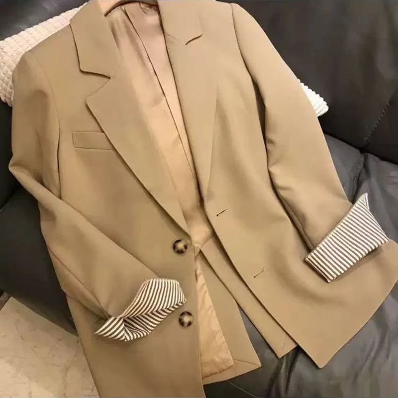 Casual Blazer for Women Korean Elegant Office Ladies Single Breasted Suit Jacket Y2K Autumn Loose Streetwear All Match Outerwear.