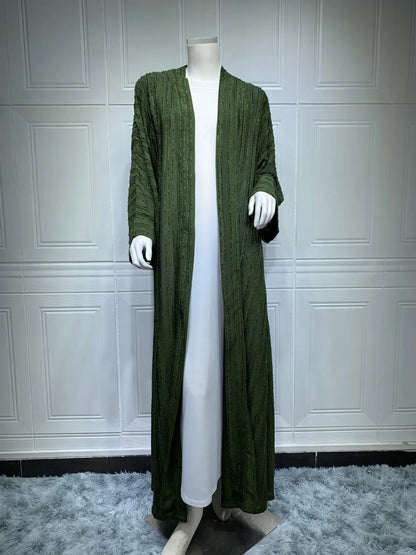 Uni Fashion Muslim Kimono Abaya Solid Striped Retro Ethnic Cardigan Robe Dubai Middle Eastern Saudi Arabia Eid Clothes 2025.