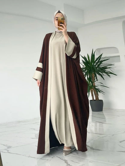 Eid Muslimisches Kleid und Abayas für Frauen, 2-teiliges Set, Musulman Ensembles Marokko, Ramadan-Kaftan, Abaya, Kaftan, Dubai, arabische lange Robe 2024.