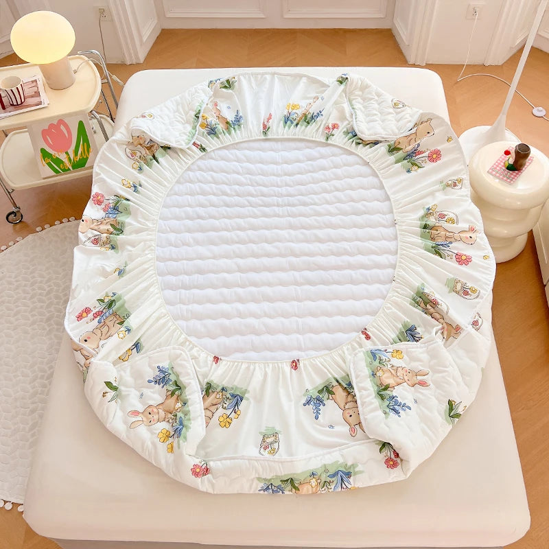 Quilted Mattress Cover For Kids Single/Double Size Rabbit Printing cubre colchón 200X220cm Anti-Mite 매트리스커버 Queen/King Size 매트리스.