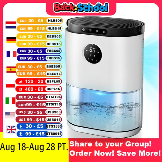 80oz Dehumidifiers for Home Appliances ,Auto Defrost, Ultra Quiet  Touch Control for Home Large Room Bathroom Garage RV Timing.