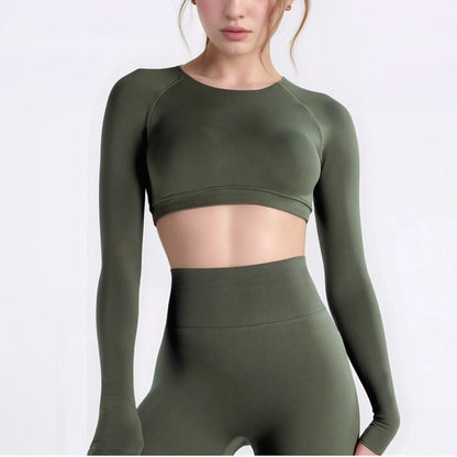 NCLAGEN Long Sleeve Crop Top Woman Yoga Pilates Clothing Beautiful Back Gym Workout Sportswear Sports Compression Shirt.