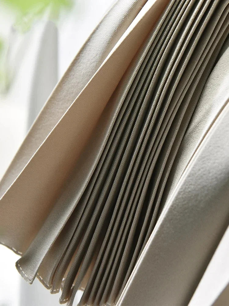 Brand Designer Women Spring Autumn Elegant Chic Solid Pleated Skirt High Waist Luxury Fashion With Elastic Female C-035.