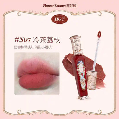 Flower Knows Strawberry Rococo Series Cloud Lip Cream Lip Gloss Long Lasting Velvet Lip Tint Lipstick for Women Cosmetic