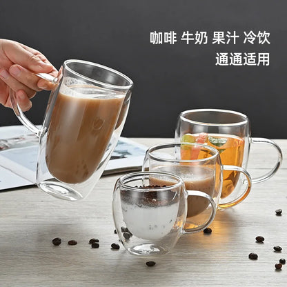 Heat Resistant Double Wall Glass Cup 80-650Ml Beer Milk Coffee Water Cups Transparent Cup Wholesale Glass Drinkware Mug Set Gift