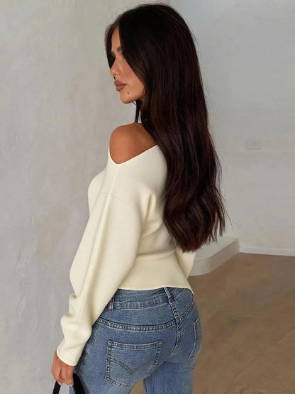 Mozision Inclined Shoulder Long Sleeve Sexy T-shirt Women Autumn Fashion Solid Skew Collar Backless Ruched Club Party T-shirts.