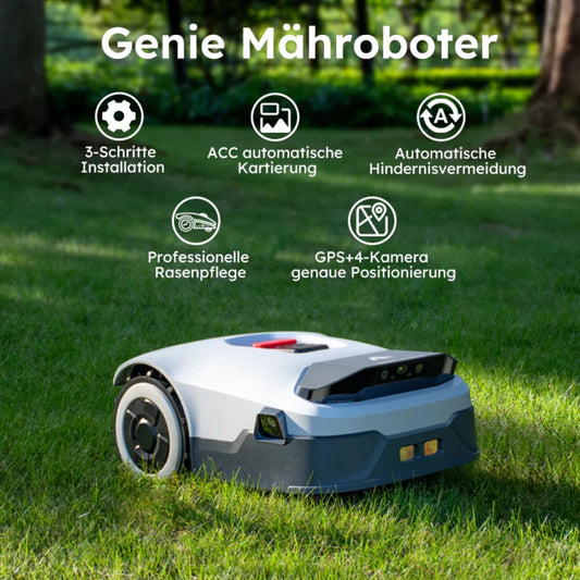 ANTHBOT Genie 600 AI kabelloser Roboter-Rasenmäher, max. 900 m2, Vollfrequenzband RTK + 4-kamera-Vision-Rasenmäherroboter