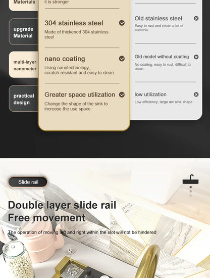 Various Waterfall kitchen Sink  Stainless Steel Multifunctional Large Single Slot Digital Display Sinks