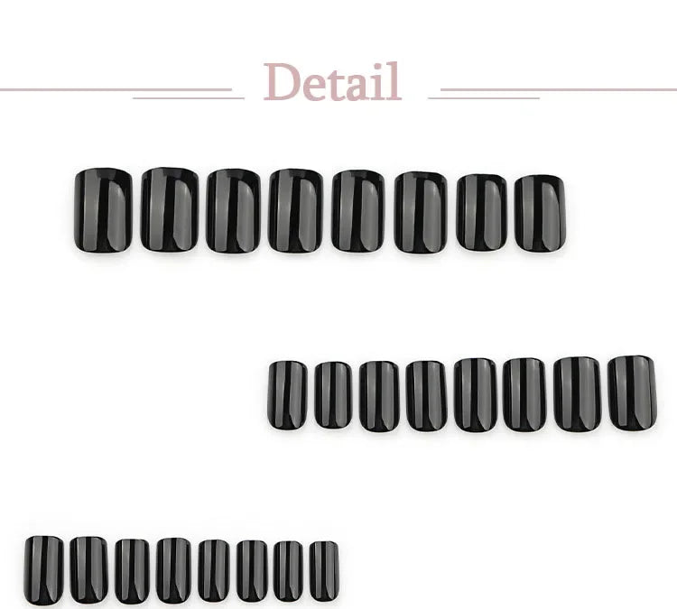 Classic Simple Glossy Solid Color Black Red Blue Green White Short Fake Nails Art False Nails Charm Press on Nails Manicure Tool.