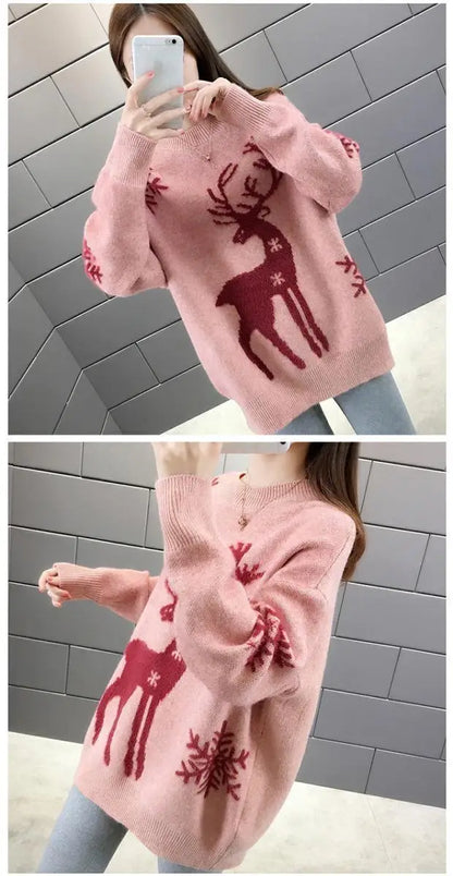 Herbst Winter Neue Langarm Stricken Pullover Oansatz Alle-spiel Lose Plus Größe Süße Pullover Mode Lässig Frauen Kleidung.