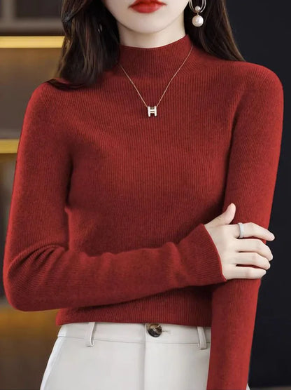 Solide Hälfte Rollkragen Stricken Pullover Frauen Herbst Winter Koreanische Langarm Pullover Mode Alle Spiel Dicke Warme Dünne Jumper Neue