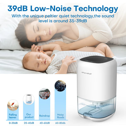 Air Dehumidifier for Bedroom 7 Corlor RGB Light 280 sq. ft Mini Portable Utral Quiet and Auto Shut Off  Closet Bathroom1000ML.