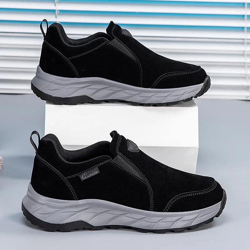 Mens Walking Shoes Leather Anti Slip Wear-resistant Autumn Fashion High-quality Soft Sole Comfortable Casual Flat Sneakers Man.