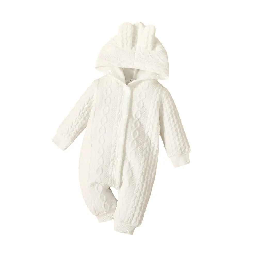 0-18 Monate Neugeborenes Baby Mädchen Bodysuit einfarbig Hoodie Langarm Stram pler Herbst & Winter warme Overall Kleidung für Baby.