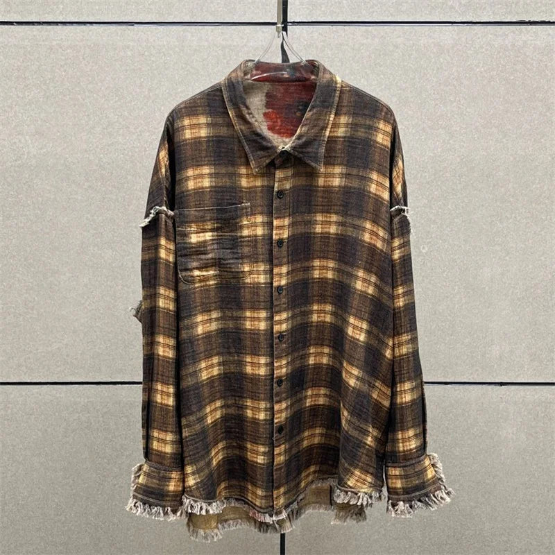 Women's shirt New ink printed lapel long sleeved top for autumn 2025 pure cotton Women's blouse Double sided wearable thin coat.