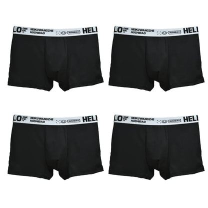 4Pcs männer Boxer Unterwäsche Mann Mid-taille Unterhose Einfarbig Antibakterielle Höschen Plus Größe Shorts Homme U konvexen Dessous