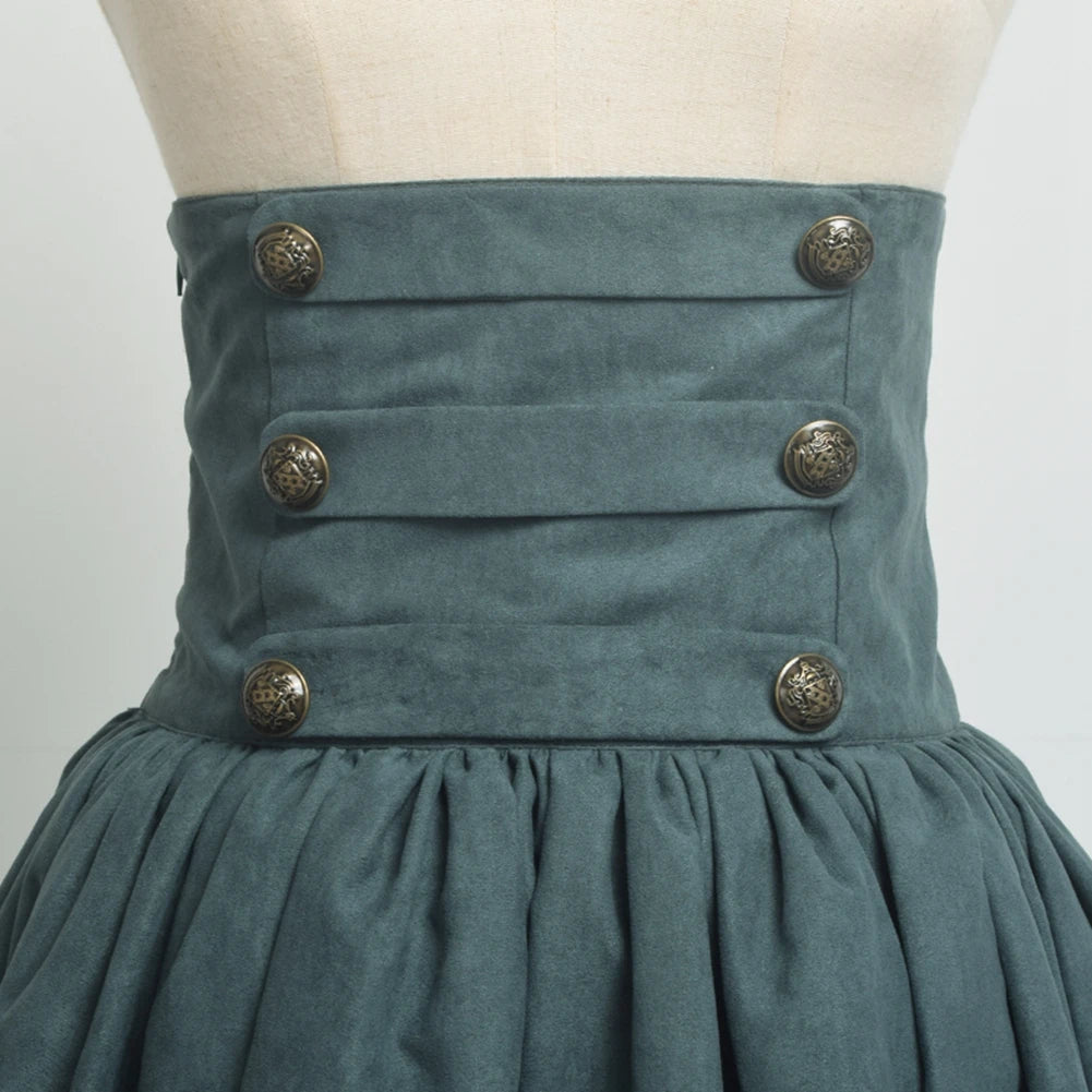 Women Renaissance Skirt Steampunk Vintage Lolita Gothic Victorian Empire High Waist Walking Skirts.