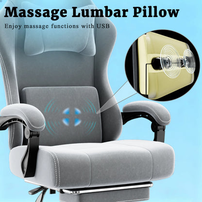 Ergonomischer elektronischer Gaming-Stuhl mit Massagefunktion, verstellbarer Lordosenstütze und Fußpedalen, Computer aus atmungsaktivem Stoff