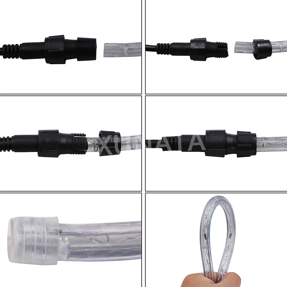 110V 220V Rainbow LED Round 2 Wire Srtip Light 30 36LED Yellow Red Blue Warm Outdoor Waterproof Christmas Party Decor EU US Plug.