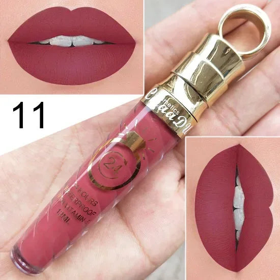 20 Colors Lipstick Waterproof Long Lasting Matte+Shimmer Mental Beauty Lip Gloss Nude Glitter Lip Gloss Beauty Sexy Lip Tint.