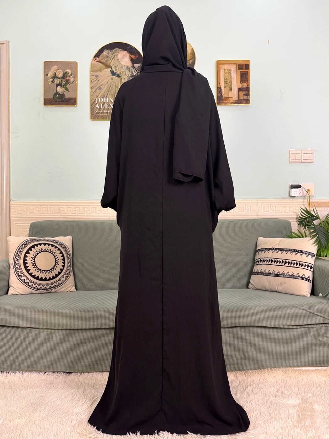 Muslim Abaya Ramadan 2025 For Women Pure Cotton Loose Prayer Femme Robe Elastic Cuffs African Dress With Connected Hijabs Scarf.