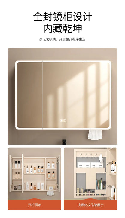 Space Badezimmerschrank aus Aluminium mit Wabenbogen und Seitenschrank, Waschbecken-Kombination, WC-Waschbecken, integrierte Keramik