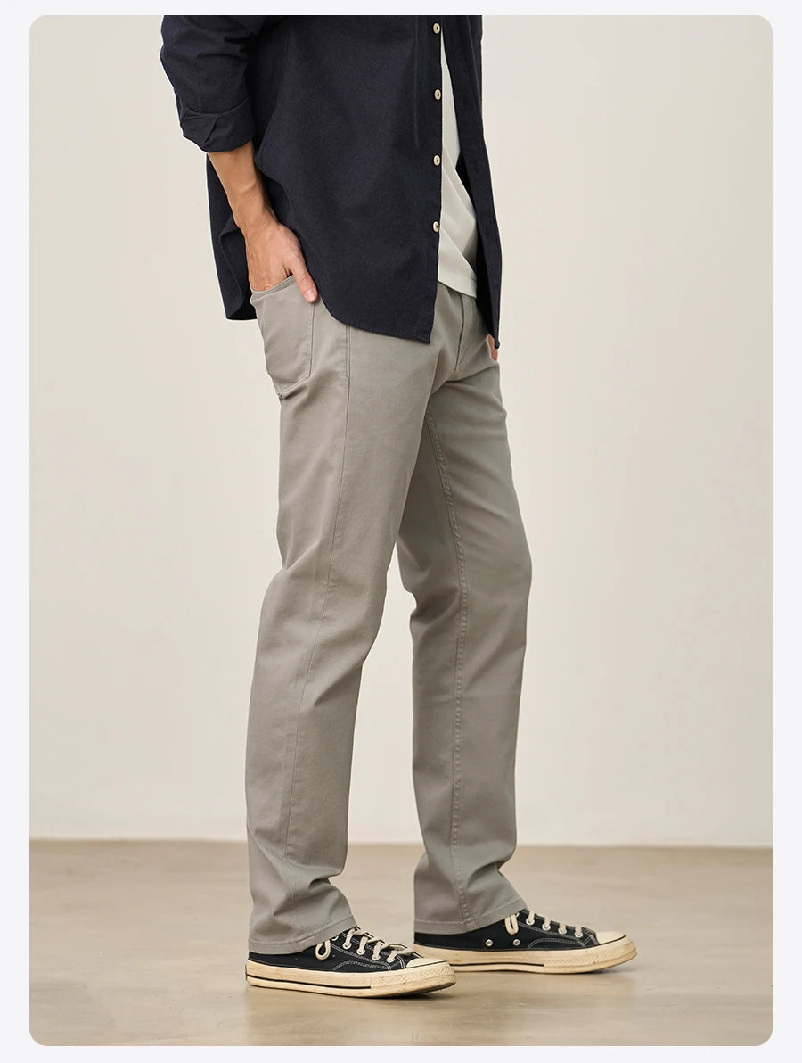 SIMWOOD 2025 Autumn Winter New Regular Straight Pants Men 320gsm Fabric Smart Casual Chinos Trousers.