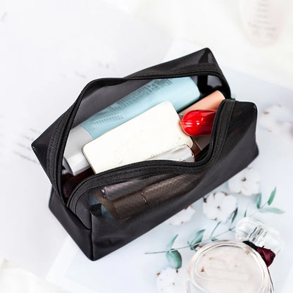 Women Mesh Cosmetic Bag Travel Storage Makeup Bag Organizer Female Make Up Pouch Portable Small Large Toiletry Beauty Case.
