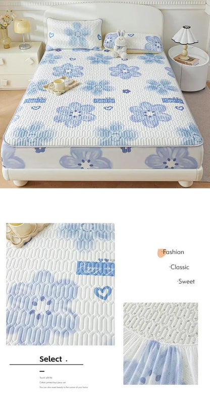 Cartoon Cute Pattern Cooling Fitted Sheet Single Natural latex fabric Soft cushion for Bedding Slow rebound Non-Slip Mattress.