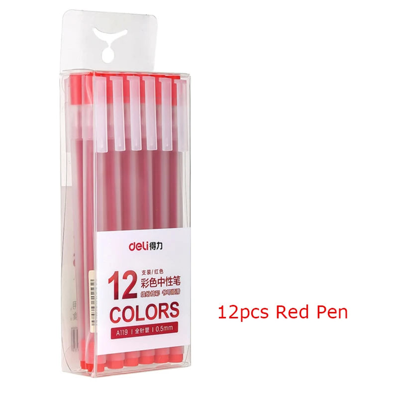 Deli 12 Teile/satz Gel Stift Schule Stifte Set Stift 0,5 MM Farbe Tinte Schreibwaren Student LieferungenWasser-basierte Stift Schreiben malerei Werkzeuge