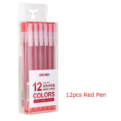 Deli 12 Teile/satz Gel Stift Schule Stifte Set Stift 0,5 MM Farbe Tinte Schreibwaren Student LieferungenWasser-basierte Stift Schreiben malerei Werkzeuge