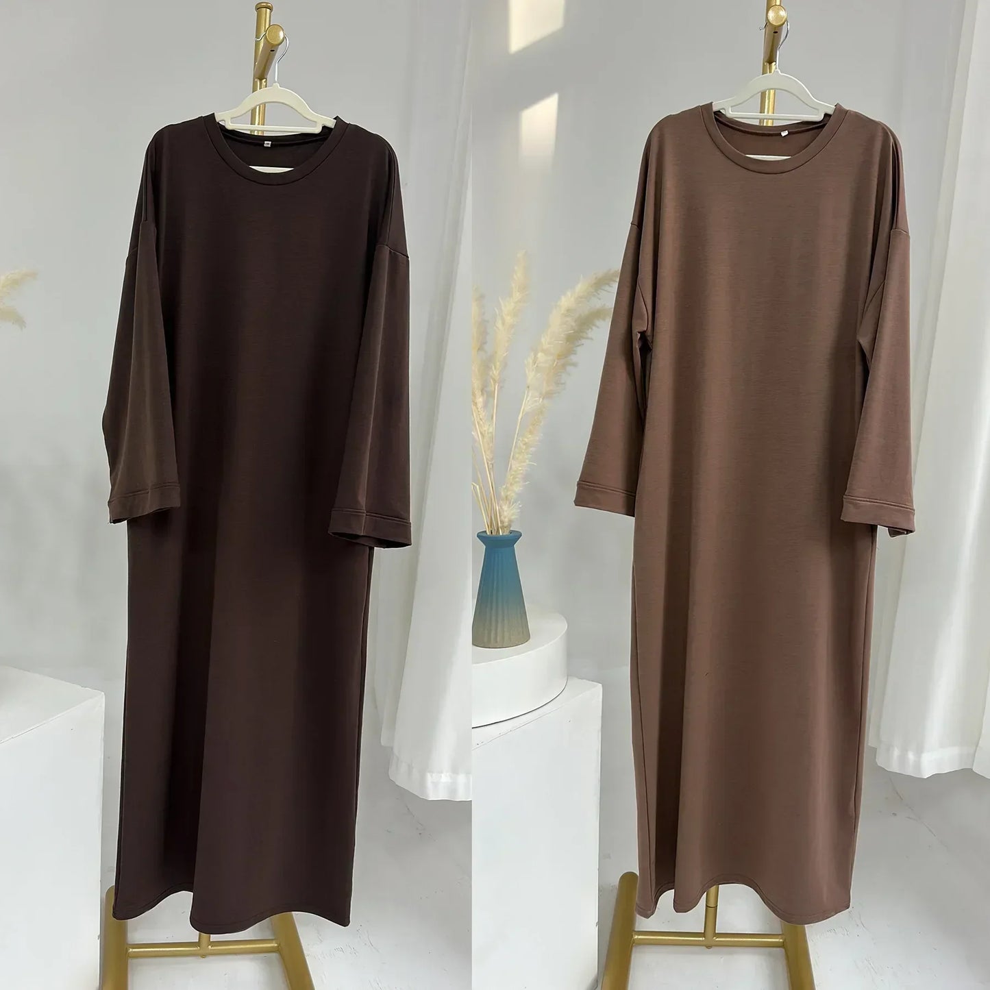 Casual Muslim Abaya Sweatshirt Long Dress for Women Daily Wear Plain Loose Abayas Islam Clothing Ramadan Eid Dubai Turkey Arabic