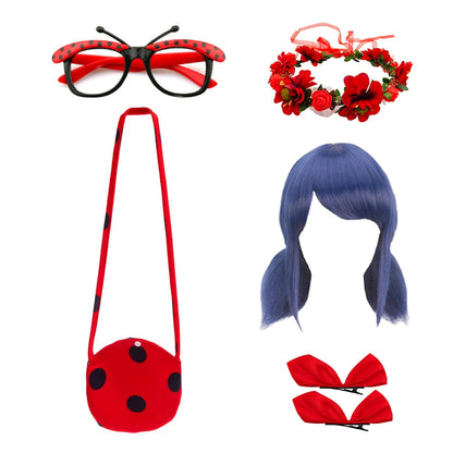 Mädchen Little Beetle Flying Sleeve Cosplay Prinzessin Kleid Geburtstag Halloween Party Kleidung Kinder Marinette Performance Kostüme