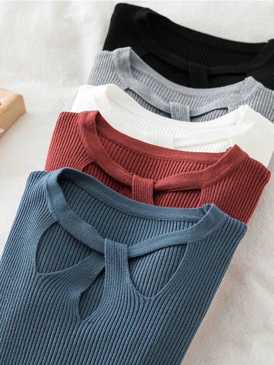 2025 Fashion Hollow Out Women Sweaters Autumn Winter Tops Slim Women Pullover Knitted Sweater Basic Solid Jumper Soft Warm Pull.